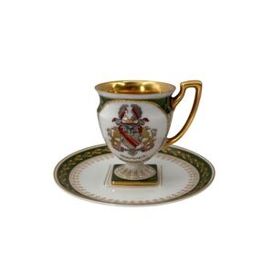 M.Z. Austria Gilt Demitasse Cup Saucer Antique Austrian Porcelain Espresso Gold